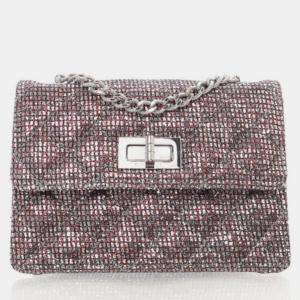 Pre Owned Chanel Mini Glitter Canvas Mademoiselle 2.55 Flap Bag
