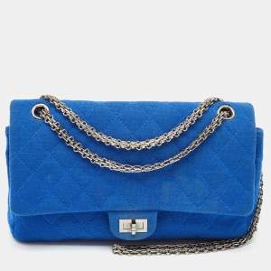 Chanel Blue Quilted Jersey Reissue 2.55 Classic 226 Flap Bag
