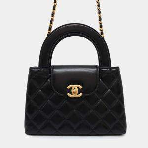 Pre Owned Chanel Black Shiny Calf Leather Mini Kelly Shoulder Bag