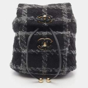 Chanel Black Grey Fabric Coco Mark Backpack