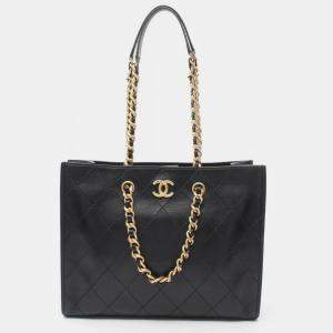 Chanel Black Lambskin Leather Tote Bag