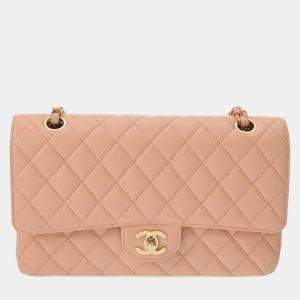 Chanel Salmon Pink Caviar Leather Double Flap Shoulder Bag