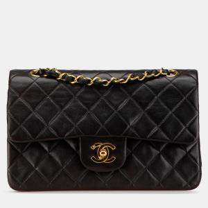 Chanel Black Small Classic Lambskin Double Flap Bag