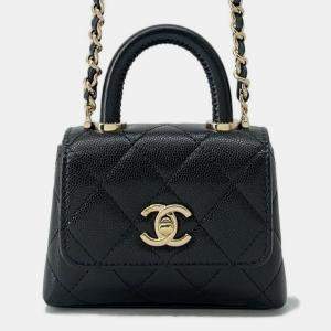 Chanel Black Caviar Leather Coco Handle Bag 