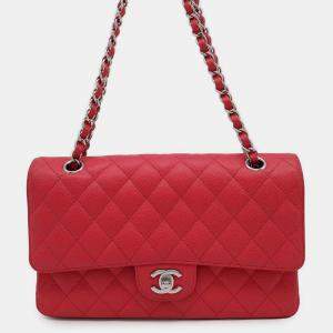 Chanel Red Caviar Leather Classic Double Flap Bag 