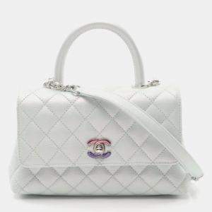 Chanel Blue Leather Coco Top Handle Bag