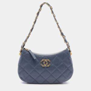 Chanel Blue Leather 19 Hobo Shoulder Bag