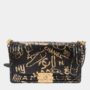 Chanel Black Leather Boy Chain Shoulder Bag