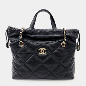 Chanel Black Leather Tote Bag