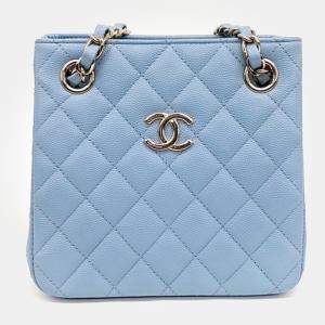 Chanel Blue Leather Classic Mini Bucket Bag