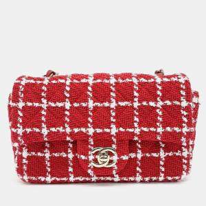 Chanel Red Tweed Classic Mini Crossbody Bag
