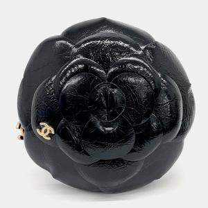 Chanel Black Leather Camellia Chain Crossbody Bag