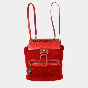 Chanel Red Sheepskin Lambskin Backpack
