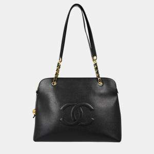 Chanel Black Leather Chain Tote Bag 