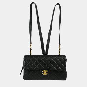 Chanel Black Lambskin Leather Backpack