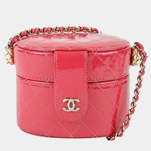 Chanel Quilted Patent Mini CC Allure Vanity Case with Chain