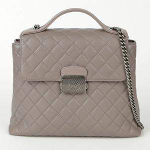 Chanel Gray Leather Flap Tote Bag