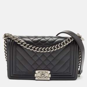 Chanel Black Quilted Leather Medium Boy Flap Bag