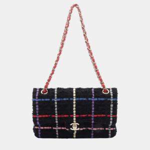 Chanel Black/Multicolor Fabric Flap Shoulder Bag