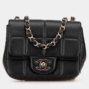 Chanel Black Lambskin Leather Mini Square Resin Crystal Monacoco Flap Bag