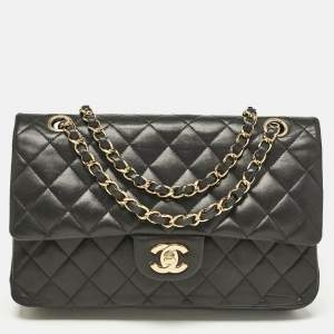 Pre Owned Chanel Black Quilted Leather Medium Classic Double Flap Bag