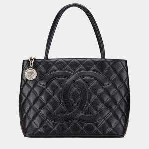 Chanel Black Caviar Medallion Tote Bag