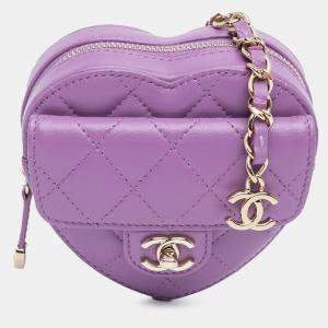 Chanel Purple Mini Lambskin CC in Love Heart Belt Bag