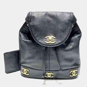 Chanel Black Leather Triple CC Backpack 