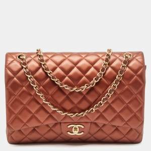 Chanel Copper Quilted Leather Maxi Classic Double Flap Bag