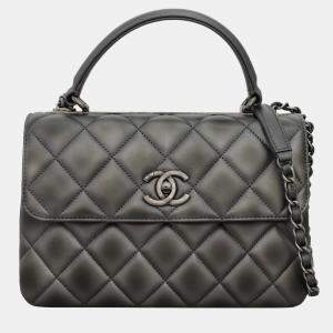 Chanel Silver Quilted Lambskin Leather Small Trendy CC Shoulder Bag
