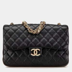 Chanel Black Lambskin Leather Medium Westminster Pearl Flap Shoulder Bag