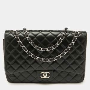 Chanel Black Quilted Leather Maxi Classic Double Flap Bag