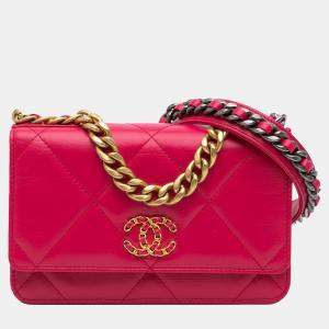 Chanel Pink Quilted Lambskin 19 Wallet on Chain