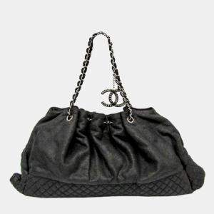 Chanel Black Melrose Cavas Cotton Tote Bag 