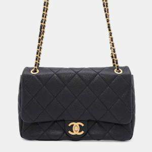 Chanel Black Caviar Leather Mini Flap Shoulder Bag
