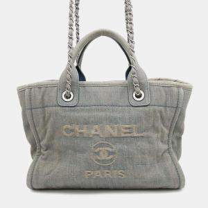 Chanel Light Blue Denim Small Deauville Tote Bag 
