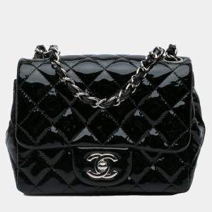 Chanel Black Mini Square Classic Patent Single Flap Bag