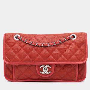 Chanel Red Medium Caviar French Riviera Flap Bag