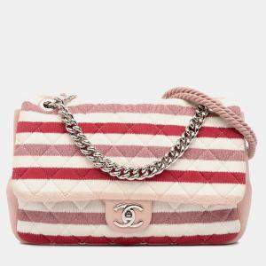 Chanel Multicolor Jumbo Stripe Jersey Felt and Rope Flap Bag