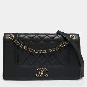 Pre Owned Chanel Black Quilted Leather Mademoiselle Vintage Flap Bag