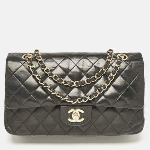 Chanel Black Quilted Leather Medium Classic Double Flap Bag