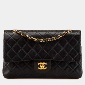 Chanel Black Lambskin Medium Classic Double Flap Shoulder Bag