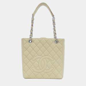 Chanel Ivroy Leather Petite Shopping Tote Bag