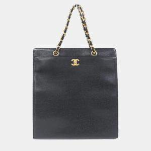 Pre Owned Chanel Black Caviar Leather Handbag