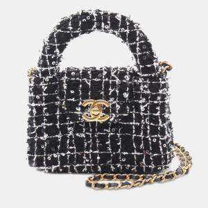 Chanel Black Tweed Nano Kelly Clutch on Chain