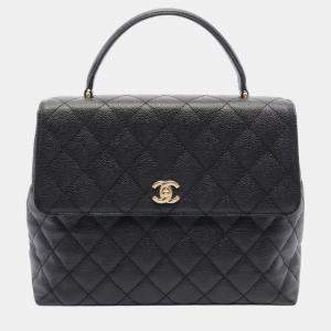 Chanel Black Caviar Leather Kelly Top Handle Bag
