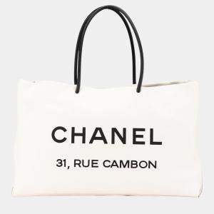 Chanel White Calfskin Large Essential 31 Rue Cambon Shopping Tote Bag