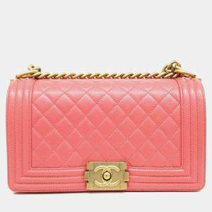 Chanel Pink Caviar Leather Medium Boy Shoulder Bag
