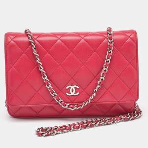 Chanel Rose Pink Quilted Leather Classic WOC Clutch Bag