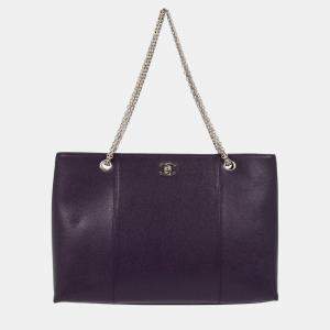 Chanel Purple Leather Chain Tote Bag